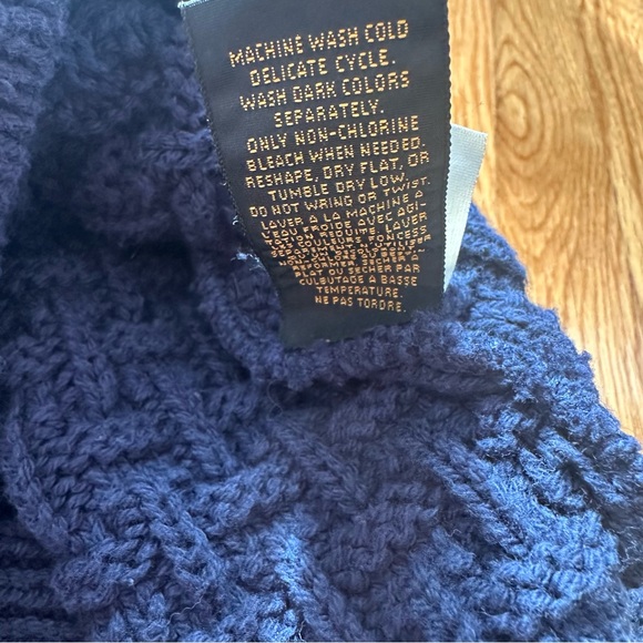 Vintage Eddie Bauer Men’s L Blue Basketweave Knit Sweater Made in USA Cotton - Picture 13 of 13